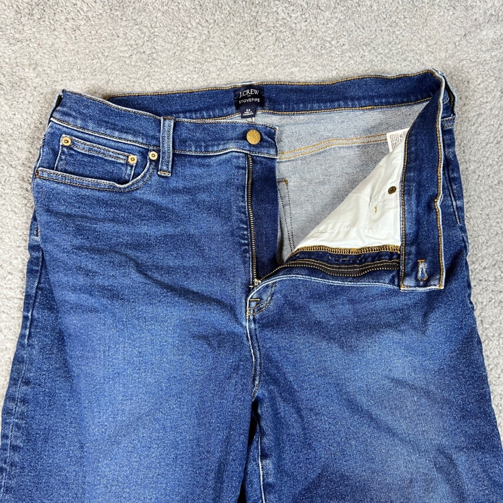 J Crew Stovepipe Jeans Womens 32 Blue Cotton Blend Denim Casual Office